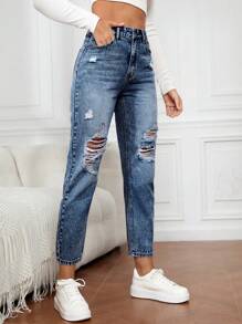 SHEIN EZwear Jean mom déchiré