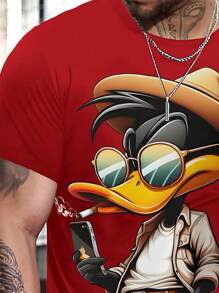 Manfinity LEGND Camiseta de manga corta casual con estampado de dibujos animados para hombre, de verano