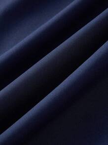 SHEIN MOD White Front Stripe Bust Lace Patchwork Back Tie Up Crop Dress - Navy Blue - View 4