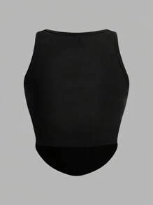 SHEIN LUNE 1 Pack Plus Size Women Versatile Fitted Square Neck Arched Hem Basic Tank Tops Summer Vacation Outfits Woman Easter Rave Outfits Festival Boho Women Clothing Country Outfits Women Country Concert Outfit Spring Outfits - Multicolor - View 6