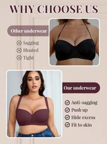 DesireSculpt Bra Lingerie Push-Up Tanpa Jahitan Nyaman Ukuran Plus dengan Penyangga Kawat, 1 buah, Mengangkat - Purple - View 7