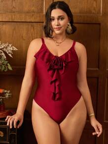 Swim Chiccia New Summer Beach Elegant Resort Wedding Season Red Floral Decor One-Piece Plus Size Swimwear