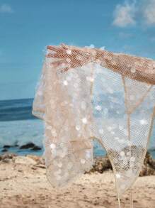 Opulessa Vestido mini con hombros descubiertos y espalda descubierta de tela con lentejuelas estilo Fairycore para fiesta de boda en la playa de verano, vestido de té, vestidos de verano para mujer