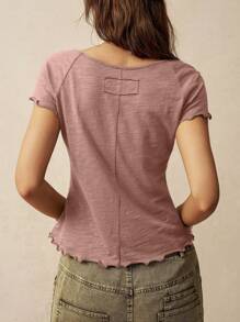 Bohemela V 领女士纯色度假 T 恤，简约时尚风格适合夏季