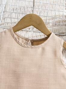 姐妹装：少女度假海边休闲荷叶边无袖上衣+阔腿裤梭织两件套，蓝色