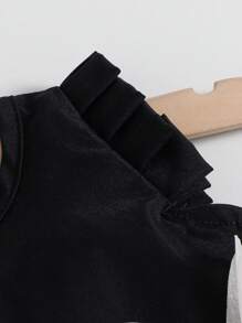 SHEIN Elladie kids فستان أنيق للبنات الصغار متزين بزهرة خوخي، لون وردي، صيفي - الأسود - مشاهدة 6