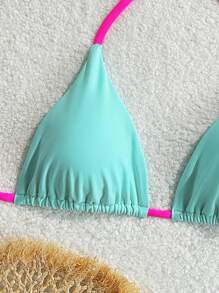 Swim Basics Minimalist & Fashionable Swimwear Bikini Top, Suitable For Summer Beach Beachwear - Mint Green - View 6