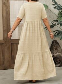 EMERY ROSE Vestido largo verde talla grande para mujer, principios de primavera - Albaricoque - Ver 2