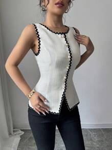 Gloray 春季女式杏色蕾丝边度假时尚衬衫