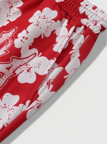 ROMWE MEN Street Life Bộ áo thun tay ngắn cổ tròn họa tiết chữ và môi và quần short cạp rút cho nam - Nhiều màu - Xem 7