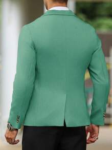 Manfinity Mode Blazer casual de negocios de manga larga de color liso y minimalista para verano, blazer de vestir para hombres