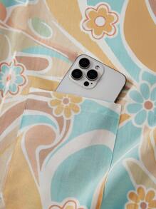 Cozy Pixies 1pc Vintage Floral Soft & Cozy Nursing Cover With Pocket, Breastfeeding Scarf For Outdoor Use