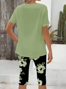 EMERY ROSE 2pcs/Set Women Casual Minimalist Outfit, Suitable For Summer Suitable For Going Out - Multicolor - View 2