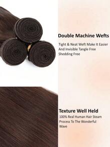 Tóc dệt thẳng Yaki màu nâu sẫm 3 bó #2 Tóc dệt bằng tóc thật nguyên chất chưa qua xử lý màu nâu dành cho phụ nữ - S2 - Xem 3