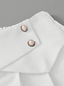 SHEIN Explorewe Tween Girls Skirts Fashion Solid Color Pleated Mini Skirt,Black Skirt,Short Skirt, Versatile Design, For Winter/Fall /Summer - White - View 5