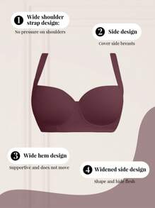 DesireSculpt Bra Lingerie Push-Up Tanpa Jahitan Nyaman Ukuran Plus dengan Penyangga Kawat, 1 buah, Mengangkat - Purple - View 6
