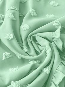 DreamSkyne Blus Wanita Ukuran Besar Model Leher V dengan Hiasan Rumbai dan Lengan Pendek - Mint Green - View 6