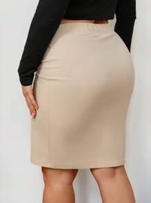 Firerie Plus Size Elegant Pencil Skirt Spring To Summer Fall - Apricot - View 3