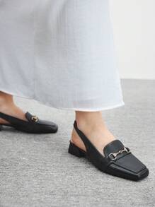 CUCCOO BIZCHIC CUCCOO Fashionable Versatile Metal Decor Flat Slip-On Shoes - Black - View 5