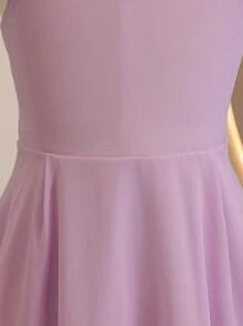 Flower Girl Elegant Chiffon Asymmetrical Ruffle Hem Slip Dress, High Low Design, Suitable For Wedding, Party, Birthday Events, Girls' - Mauve Purple - View 7