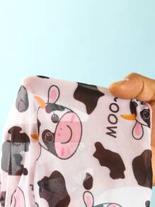 1pc Young Girl One-Piece Swimsuit, Random Print, With Cover-Up - Pink - View 6