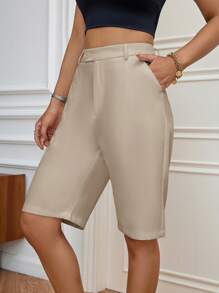 Aveloria Modichic Casual Versatile Solid Color Shorts - Apricot - View 5