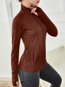 Easithlete Women's Solid Raglan Sleeve Long Sleeve Casual Fitness Sport Jacket