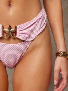 L'Amorae 夏季女士，女士，前海星装饰粉色比基尼泳裤，夏季女士，沙滩女士，春季女士，泳装，度假 - 淺粉色 - 查看 3