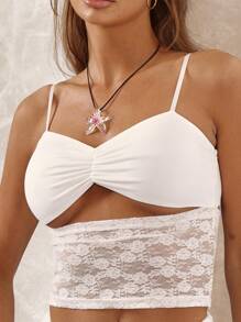 MUSERA Ruched Front Cut Out Sexy Cami Top Ibiza Vacation Boho Club Festival Western Summer Holiday Beach Spring - White - View 2