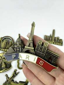 1/2 件手工复古金属冰箱贴 - 全球地标收藏家套装（巴黎埃菲尔铁塔/迪拜塔/荷兰风车）带开瓶器，独特的旅行纪念品和家居装饰礼物，适合生日/婚礼/乔迁 - 彩色 - 查看 20