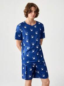 NotGurli Conjunto de ropa informal de hombre con camiseta de manga corta y cuello redondo, y pantalones cortos