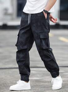 Manfinity Homme Plus Size Men's Casual Drawstring Waist Cargo Pants - Multicolor - View 1