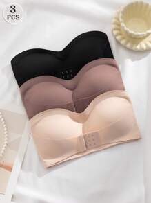 3 件套女士内衣套装，多色前扣聚拢加垫文胸 - 彩色 - 查看 5