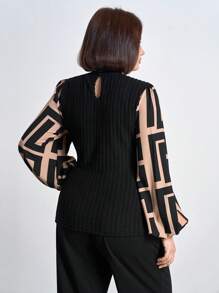 SHEIN Clasi 大码度假拼布修身女式上衣 - 彩色 - 查看 2