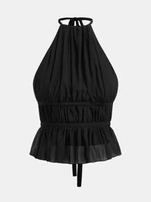 SHEIN EZwear Top halter sin espalda de unicolor casual para mujer, verano
