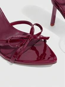 CUCCOO SZL Sandalias de tacón alto con puntera puntiaguda, hebilla con cristales, tira cruzada, glamourosas y elegantes, patentado color albaricoque, para mujer, ideales para fiestas, discotecas y festivales de música