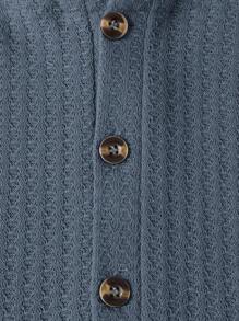 Manfinity RelaxMax Loose Fit Men's Waffle Hooded Drawstring T-Shirt - Royal Blue - View 3