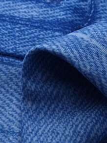 休闲牛仔效果印花高腰紧身裤