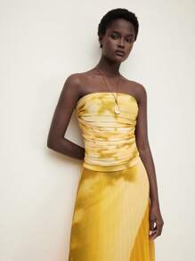 BizChic New Spring/Summer Women Elegant Daily Work/Date Tie Dye Ruffle Yellow Patterned Camisole Top - Yellow - View 2