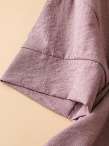 EMERY ROSE Áo sơ mi rút nút trang trí màu trơn đơn giản - Bụi hồng - Xem 3