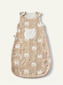 Cozy Pixies 1 pezzo Sacco a pelo per bambini in tessuto jacquard morbido e confortevole con stampa di orsetto, certificato Oeko-Tex, adatto per primavera/estate