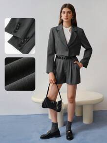 MOTF STUDIO STRIPED SINGLE BUTTON BLAZER,SPRING/SUMMER