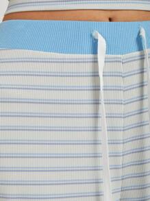 COSMINA 女士抽绳腰条纹阔腿宽松休闲百搭裤 - 彩色 - 查看 8