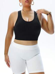 Rhythm Era Soutien-gorge de sport sans couture en maille de grande taille - Noir - Voir 5