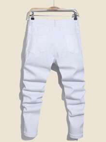 Manfinity EMRG Men's Casual Denim Jeans, Suitable For Summer - White - View 2