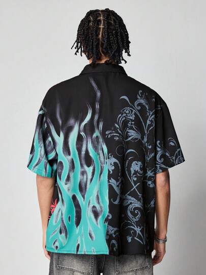 Anime Men's Anime Dragon Print Fashion Summer Shirt