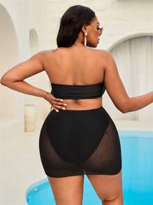 Swim Vcay Plus Size 3pcs/Set Swimwear - Basic Bikini, Mesh Coverup & Skirt For Summer Beach Vacation - Multicolor - View 2