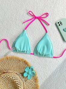 Swim Basics Minimalist & Fashionable Swimwear Bikini Top, Suitable For Summer Beach Beachwear - Mint Green - View 4