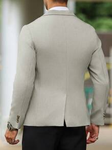 Calvornis Men's Lapel Neck Single-Breasted Business Casual Blazer - Apricot - View 2