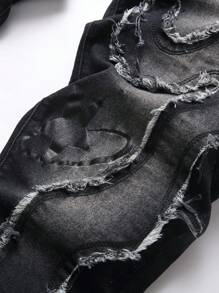 Manfinity LEGND Men's Casual Jeans With Pockets And Frayed Hem, Design - Black - View 5